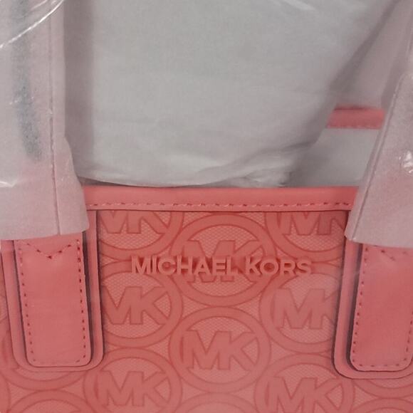 Michael Kors Small Tote Bag The Jodie Jacquard Pink Grapefruit - Picture 4 of 9
